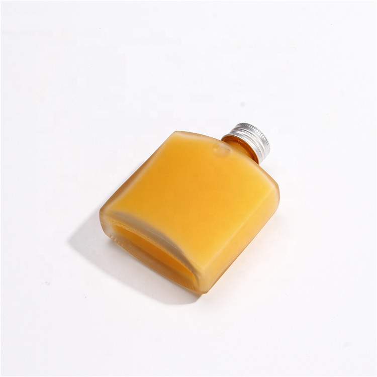 Wholesale 200ml 250ml Frosted Hip Flask Ice Cold Brew Coffee Bottles Glass Flask With Aluminum Lids