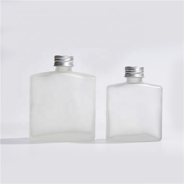 Wholesale 200ml 250ml Frosted Hip Flask Ice Cold Brew Coffee Bottles Glass Flask With Aluminum Lids