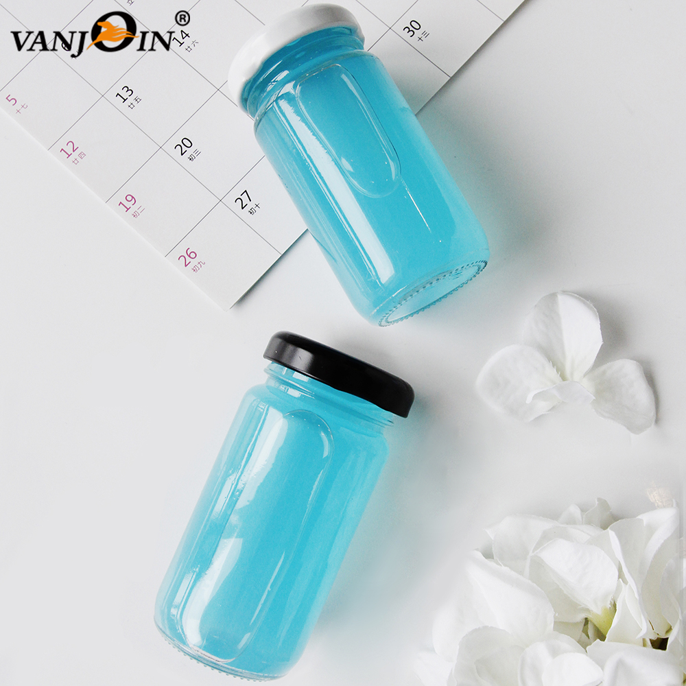 Wholesale 200ml 250ml Straight Sided Paragon Glass Jars For Juice Tea With Metal Lid