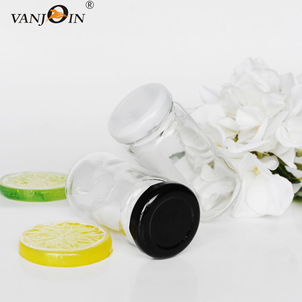 Wholesale 200ml 250ml Straight Sided Paragon Glass Jars For Juice Tea With Metal Lid