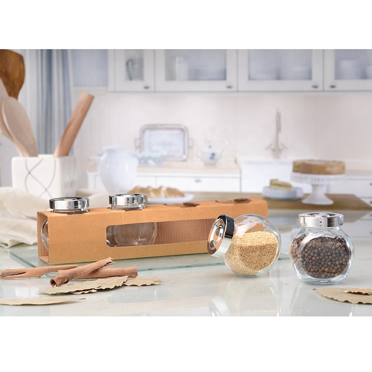 Wholesale 200ml 7oz Mini Kitchen Storage Clear Round Spice Glass Jar with Sealed Metal Lid