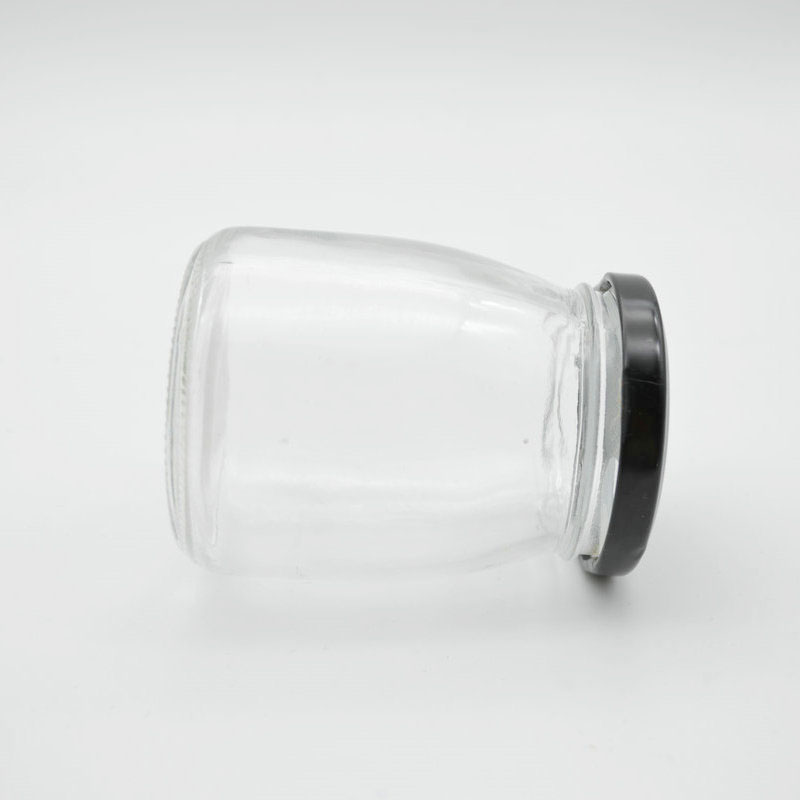 Wholesale 200ml Clear wide mouth glass yogurt pudding bottle candy jar with tinplate lid