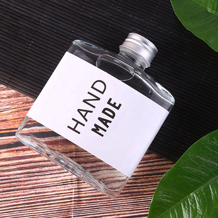 Wholesale 200ml Flat Flask Cold Brew Coffee Juice Glass Wine Bottle with Aluminum Lid