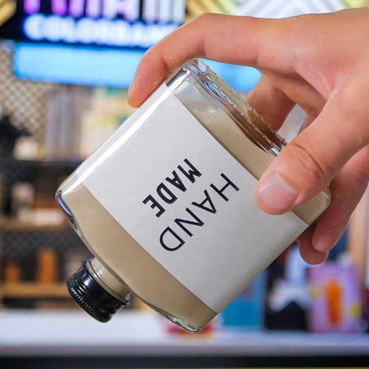 Wholesale 200ml Flat Flask Cold Brew Coffee Juice Glass Wine Bottle with Aluminum Lid