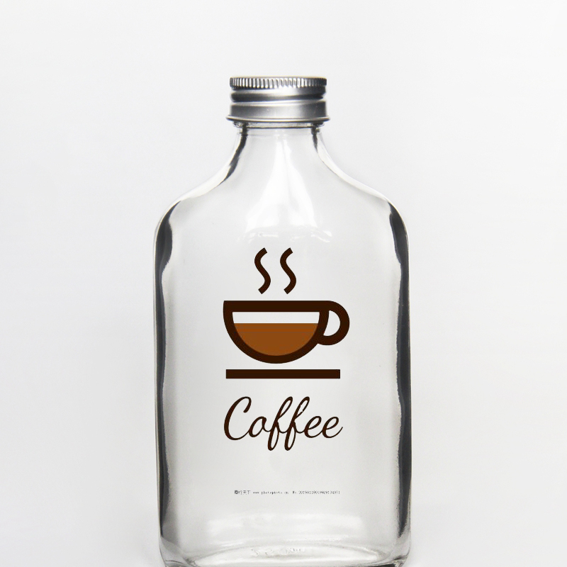 Wholesale 200ml Hip Flat Flask Glass Liquor Bottle With Aluminium Screw Sealing Cap For Wine coffee Juice