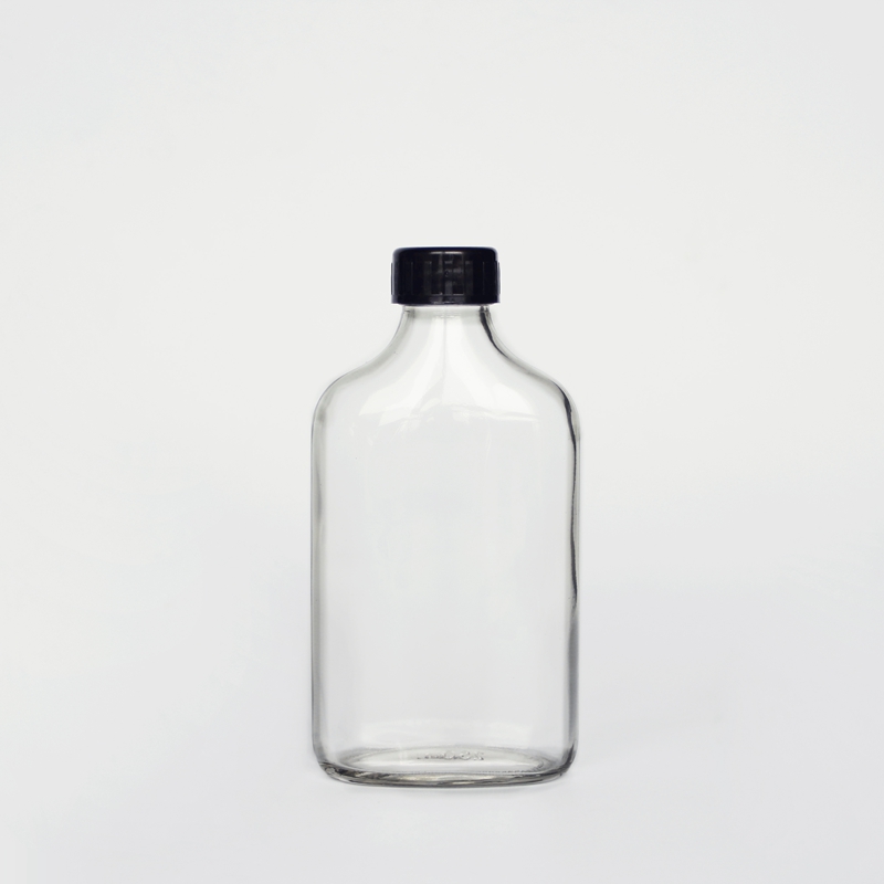 Wholesale 200ml Hip Flat Flask Glass Liquor Bottle With Aluminium Screw Sealing Cap For Wine coffee Juice