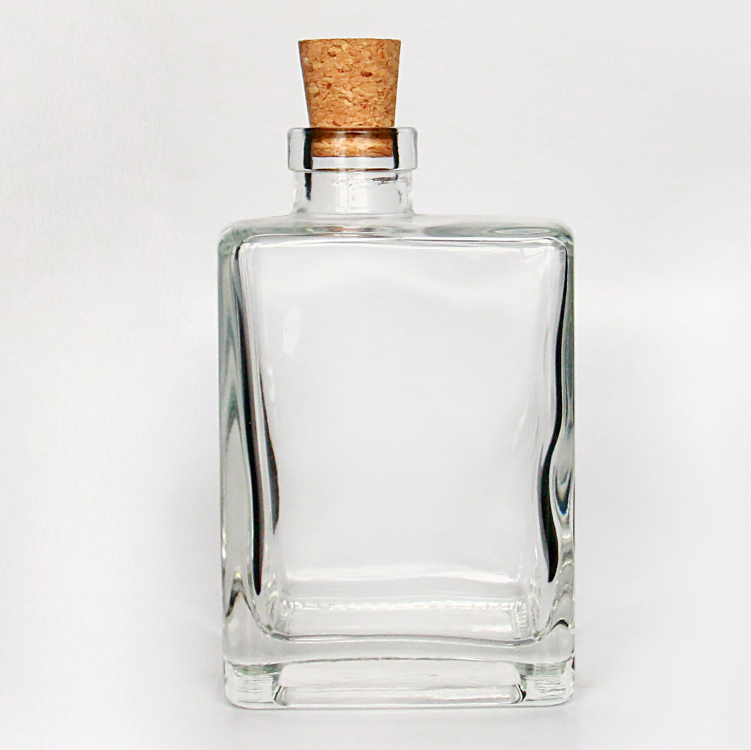 Wholesale 200ml Hip Flat Flask Glass Liquor Bottle With Wooden Lid For Wine coffee Juice
