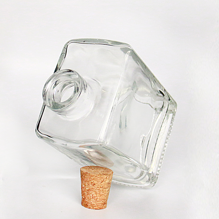 Wholesale 200ml Hip Flat Flask Glass Liquor Bottle With Wooden Lid For Wine coffee Juice