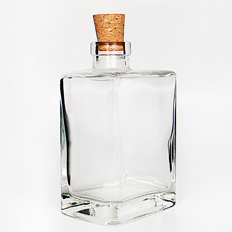 Wholesale 200ml Hip Flat Flask Glass Liquor Bottle With Wooden Lid For Wine coffee Juice