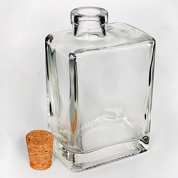 Wholesale 200ml Hip Flat Flask Glass Liquor Bottle With Wooden Lid For Wine coffee Juice