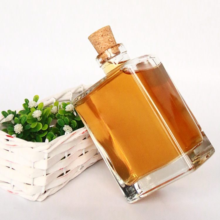 Wholesale 200ml Hip Flat Flask Glass Liquor Bottle With Wooden Lid For Wine coffee Juice