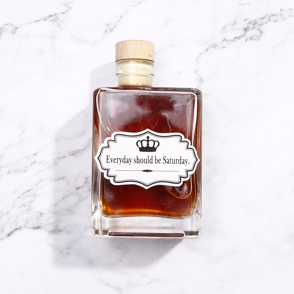 Wholesale 200ml Square Glass Bottles Empty Glass Whisky Vodka Liquor Cork Top Bottle For Cold Brew Coffee