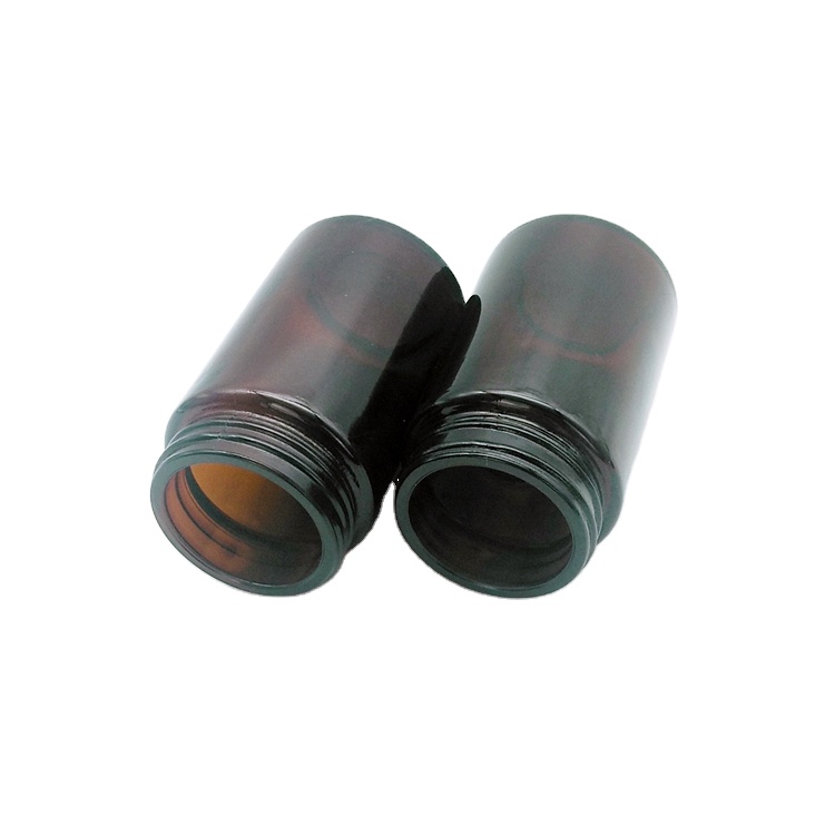 Wholesale 200ml amber cosmetic glass jar with black or golden plastic lid and gasket