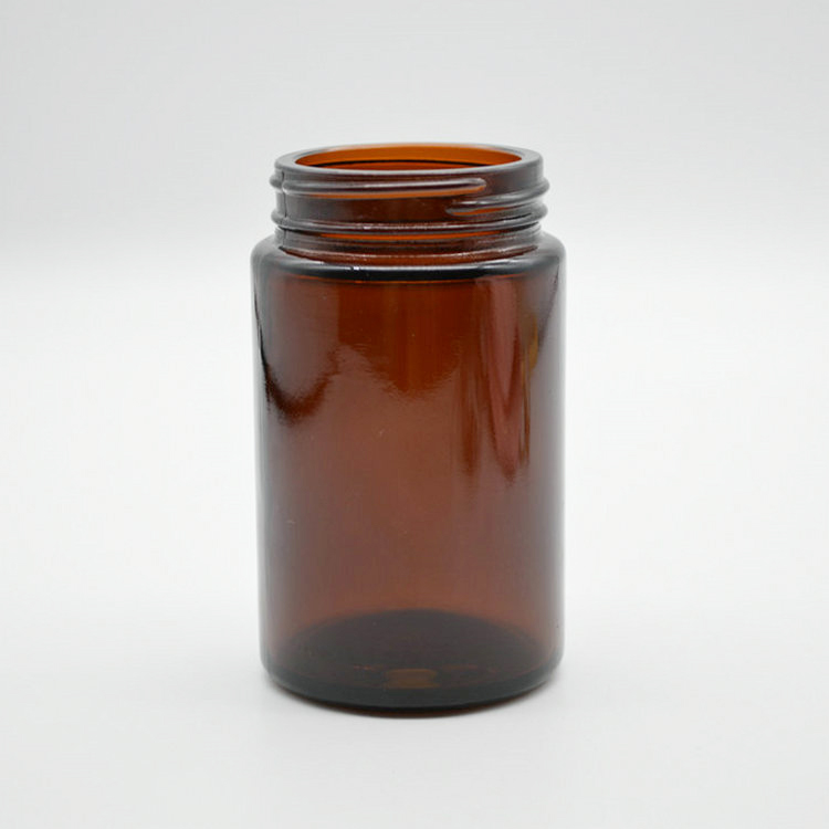 Wholesale 200ml amber tall round ultra violet screw top smell proof wide mouth storage stash glass jars