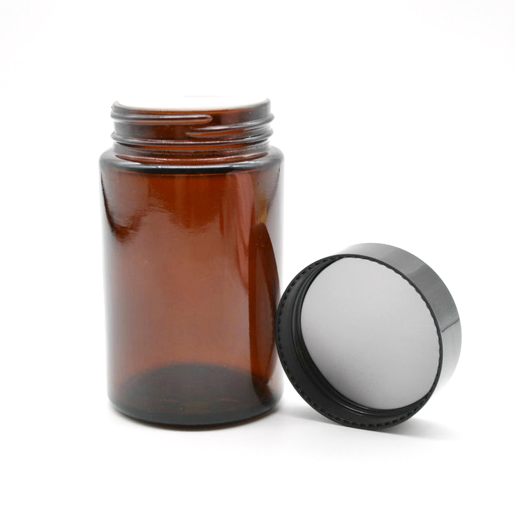 Wholesale 200ml amber tall round ultra violet screw top smell proof wide mouth storage stash glass jars