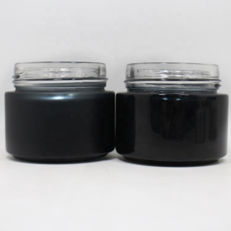 Wholesale 200ml body hair butter packaging black matte glass jar with silver black lids
