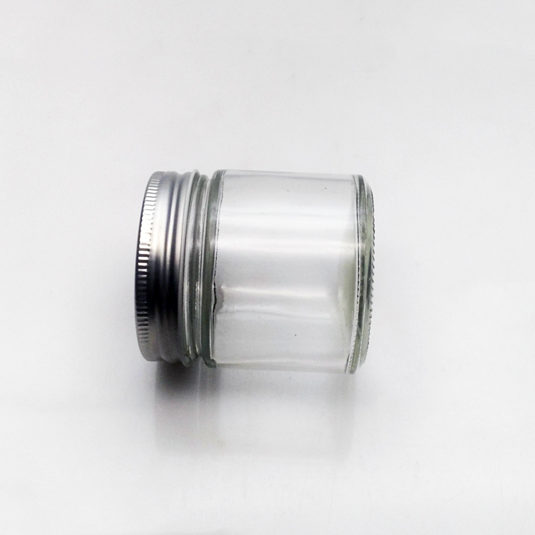 Wholesale 200ml clear round straight glass jar with metal lid