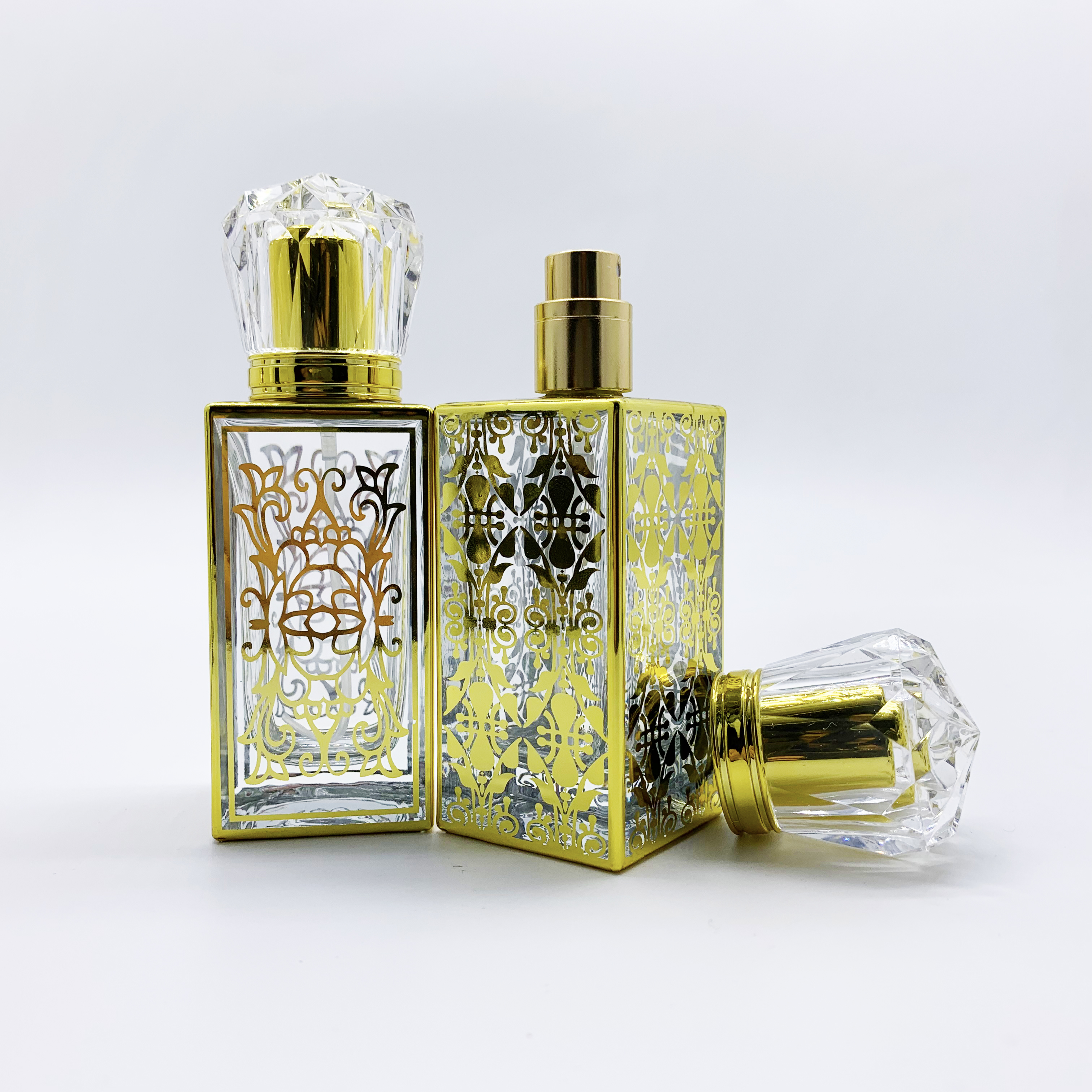 Wholesale 2021 best sale golden Spray Perfume Glass Bottle 50 ml