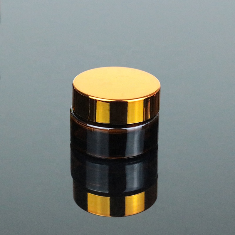 Wholesale 20g 20ml Mini Amber Cosmetic Jar Cream Glass Jars With Rose Gold Lid (GJM12)