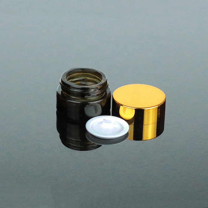 Wholesale 20g 20ml Mini Amber Cosmetic Jar Cream Glass Jars With Rose Gold Lid (GJM12)