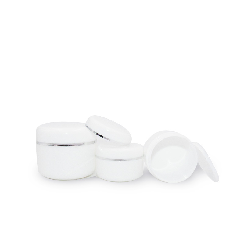 Wholesale 20g 30g 50g 100g 150g 200g 250g white PP plastic cosmetic face body cream jar with silver edge