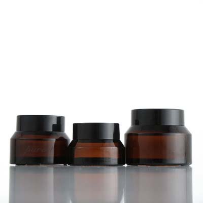 Wholesale 20g 30g 50g cosmetic amber glass jar round glass jar cream