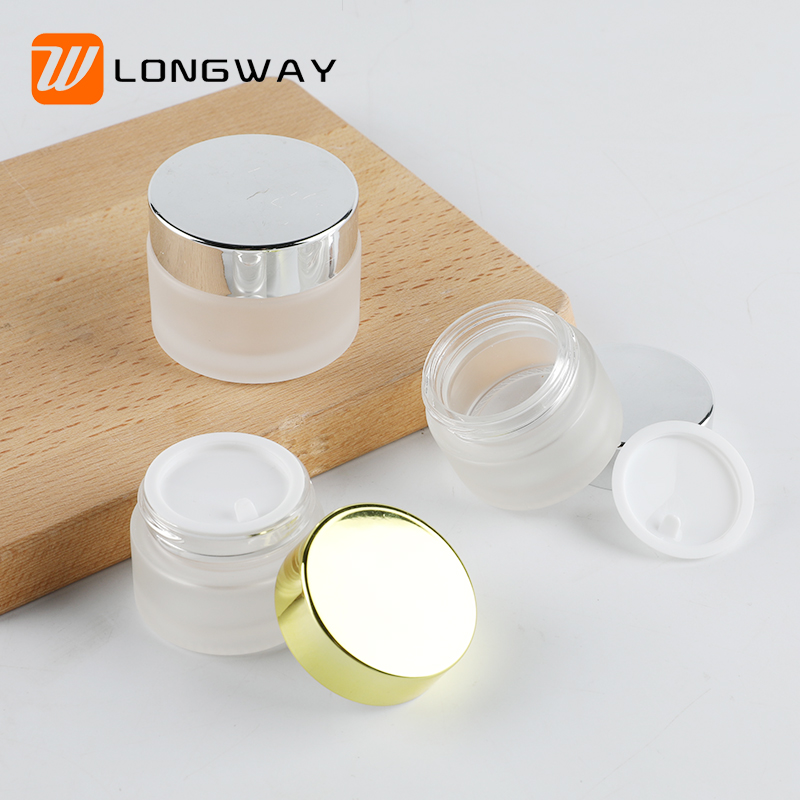 Wholesale 20g 30g 50g eye cream body scrub frosted cosmetic glass jar with lid for lip balm container packaging 50 ml 1oz