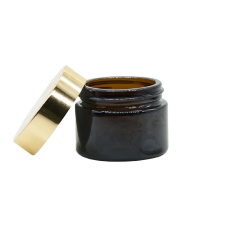 Wholesale 20g Amber Frosted Empty Cosmetic Face Cream Cylinder Round Glass Jar With Aluminum Lid