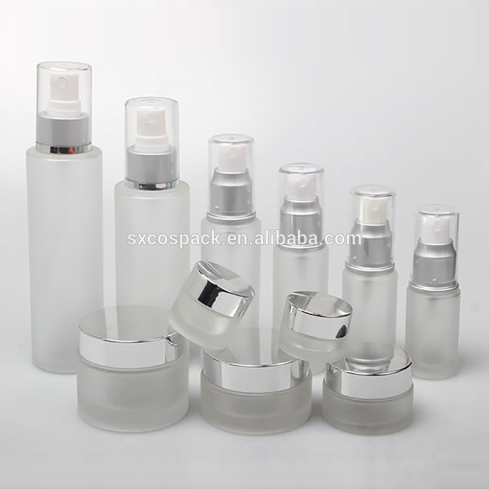 Wholesale 20ml 25ml 30ml 50ml 100ml 120ml lotion pump bottle, fine mist spray glass bottle frosted