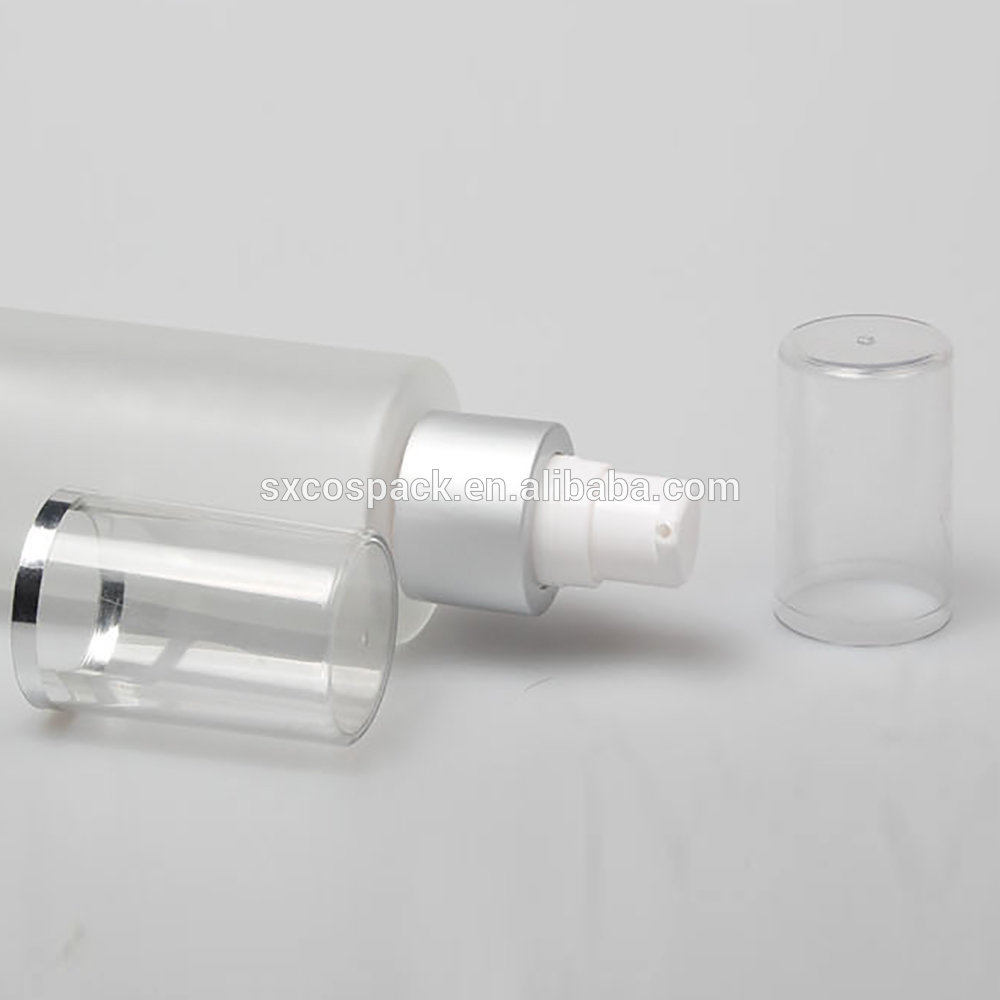Wholesale 20ml 25ml 30ml 50ml 100ml 120ml lotion pump bottle, fine mist spray glass bottle frosted