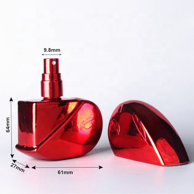 Wholesale 20ml 25ml Shining Colored Heart Shaped Glass Refill Empty Perfume Atomizer Spray Bottle