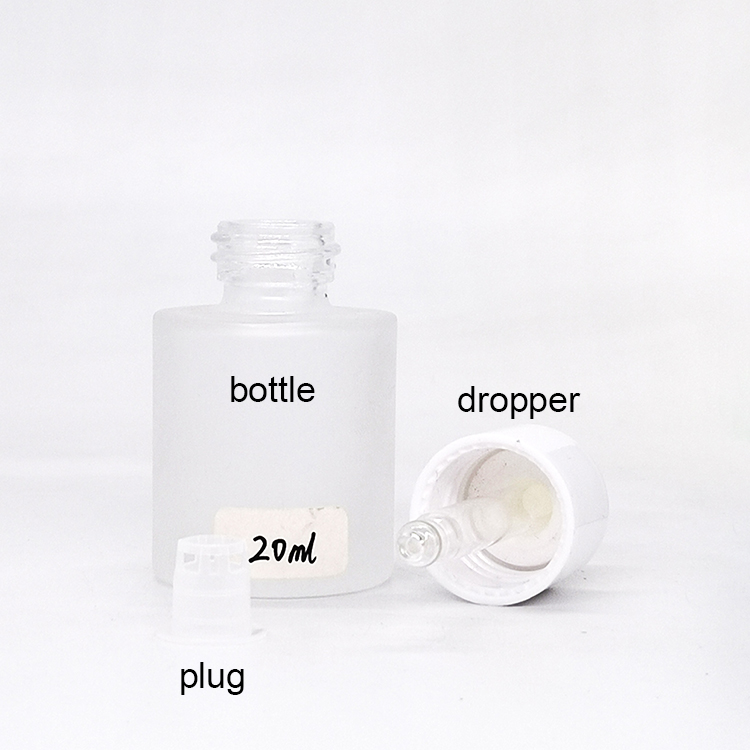 Wholesale 20ml 30ml 40ml frosted cylinder dropper bottle with white dropper for oil packaging in stock