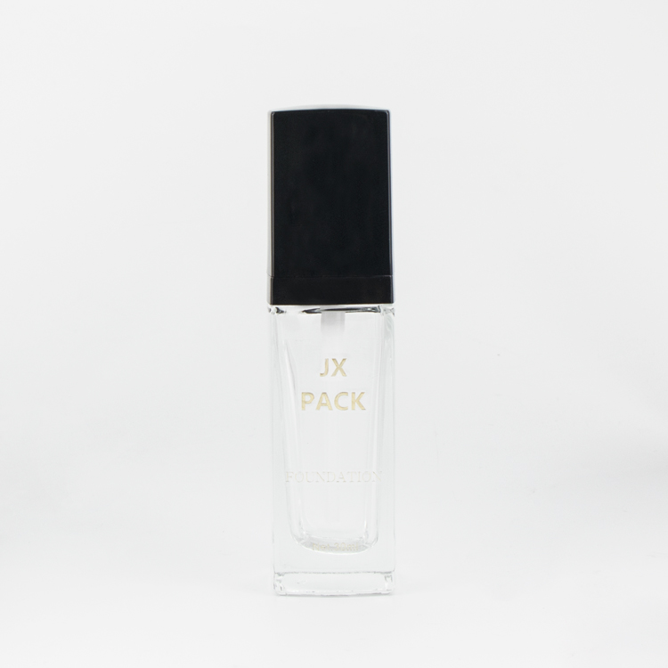 Wholesale 20ml 30ml 40ml makeup packaging empty clear square cosmetic liquid foundation bb cream glass bottle with pump