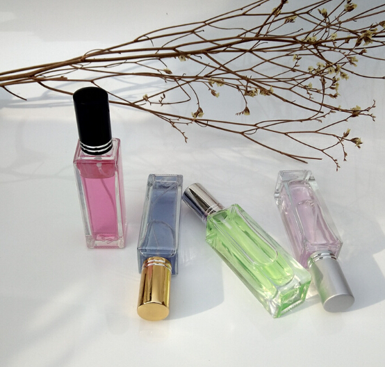 Wholesale 20ml Clear Square Refillable Glass Perfume Bottle with Aluminum Cap