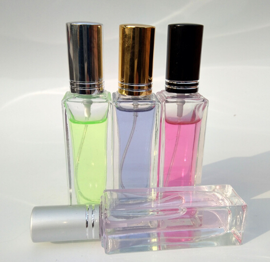 Wholesale 20ml Clear Square Refillable Glass Perfume Bottle with Aluminum Cap
