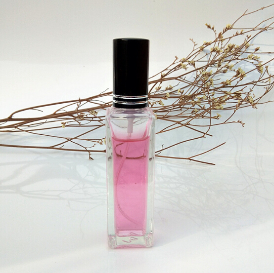 Wholesale 20ml Clear Square Refillable Glass Perfume Bottle with Aluminum Cap