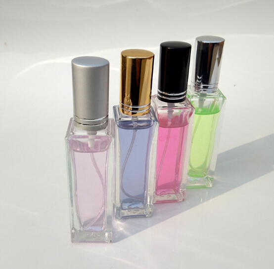 Wholesale 20ml Clear Square Refillable Glass Perfume Bottle with Aluminum Cap