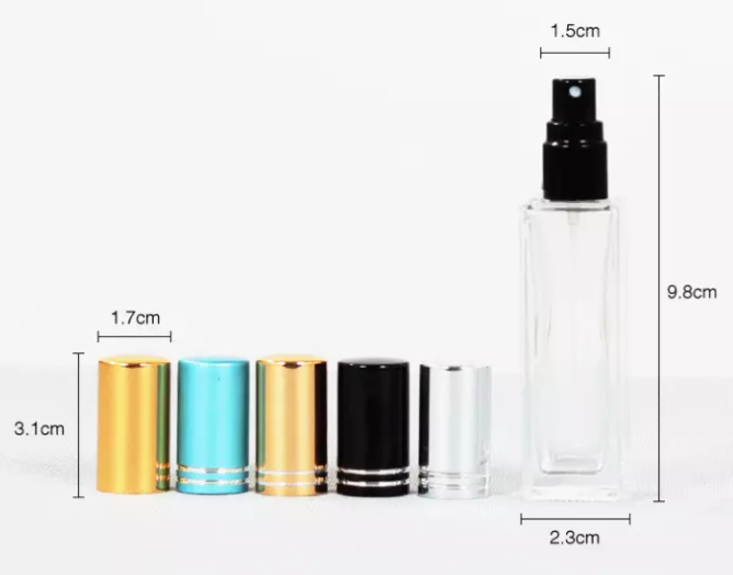 Wholesale 20ml Clear Square Refillable Glass Perfume Bottle with Aluminum Cap