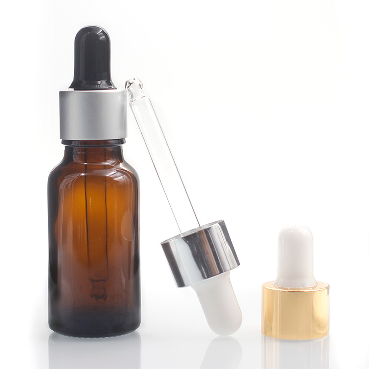 Wholesale 20ml Cosmetic Blue Dropper Bottle With Anodized Aluminum Dropper Cover