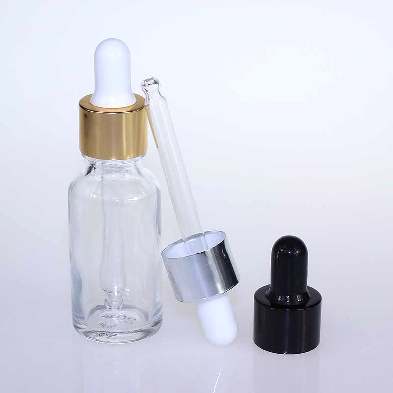 Wholesale 20ml Cosmetic Blue Dropper Bottle With Anodized Aluminum Dropper Cover