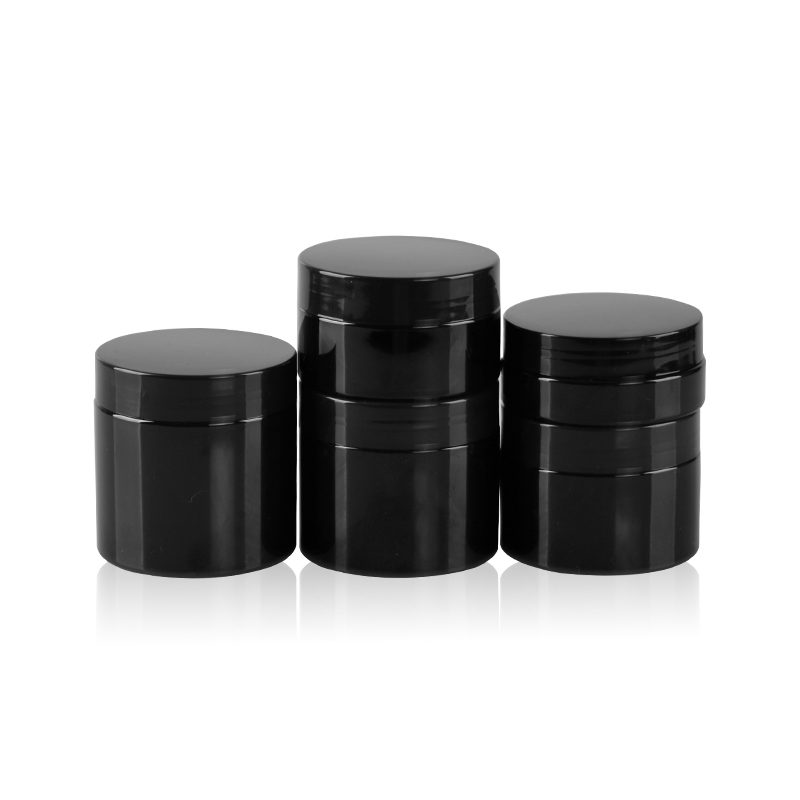 Wholesale 250g recycled black round plastic pet cosmetics jars for cosmetics