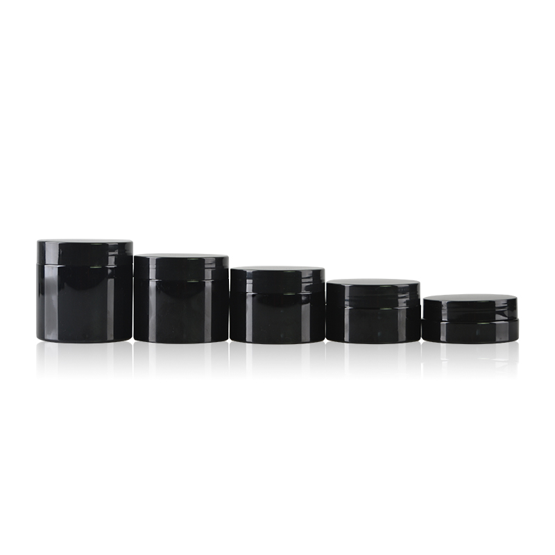 Wholesale 250g recycled black round plastic pet cosmetics jars for cosmetics