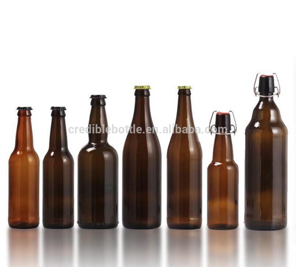 Wholesale 250ml 330ml Amber glass beer bottle beverage bottle