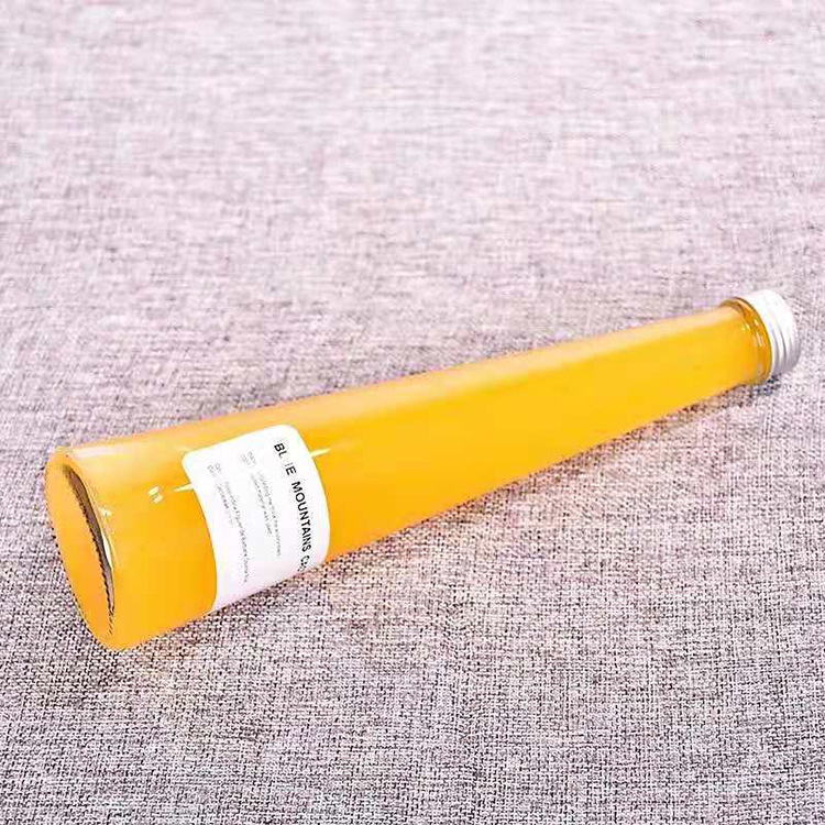 Wholesale 250ml/330ml tapered glass cold brew coffee bottle glass milk tea beverage juice bottle with plastic/aluminum cap