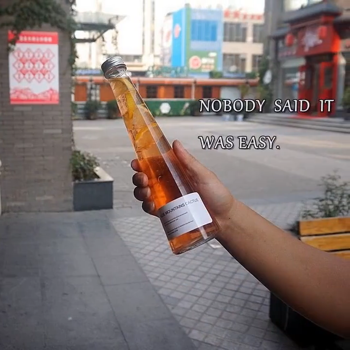 Wholesale 250ml/330ml tapered glass cold brew coffee bottle glass milk tea beverage juice bottle with plastic/aluminum cap