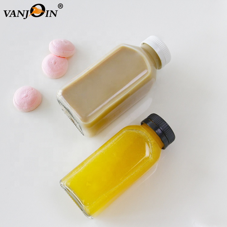 Wholesale 250ml 350ml 500ml Empty Square Clear Juice Beverage Glass Bottles bouteille en verre jus