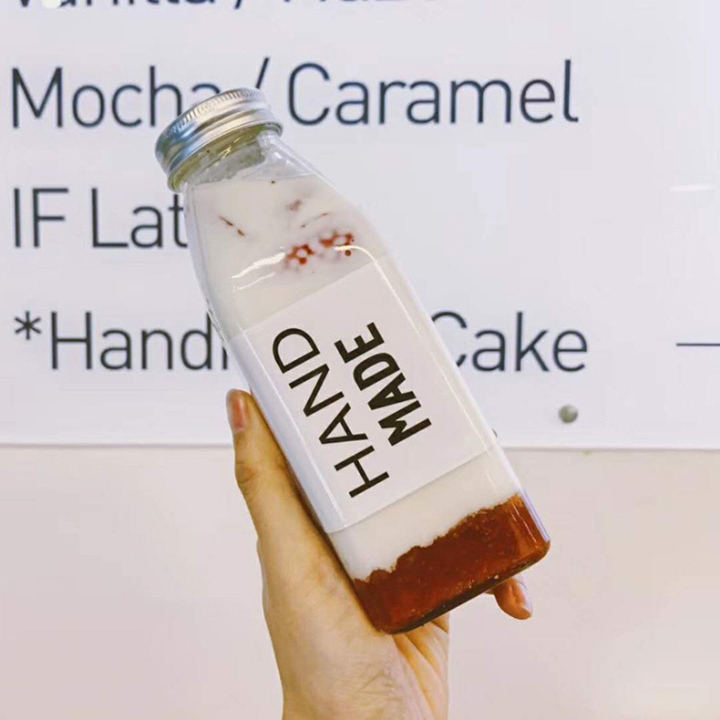 Wholesale 250ml 350ml 500ml glass milk bottle with lid