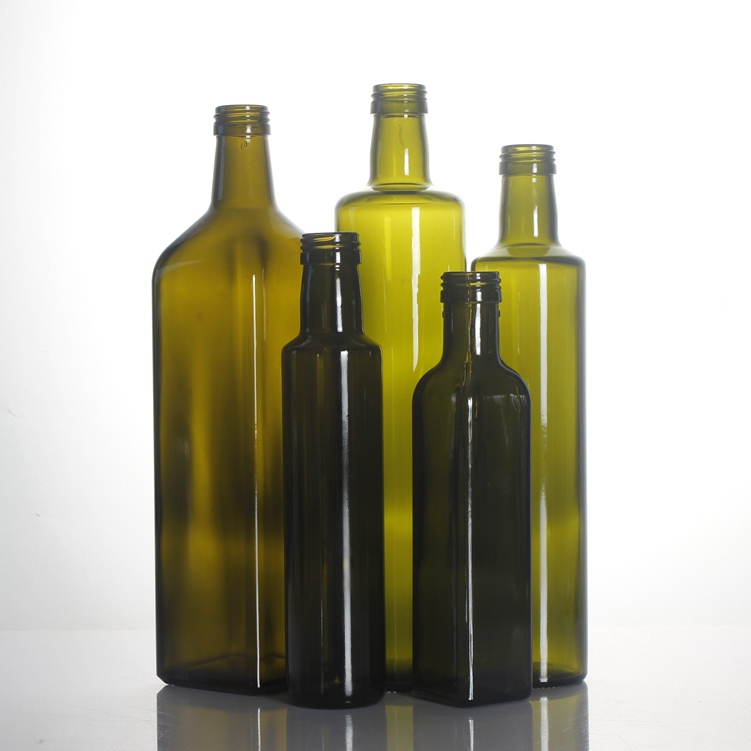 Wholesale 250ml 375ml 500ml 750ml 1000ml dark green amber round square marasca olive oil glass bottles