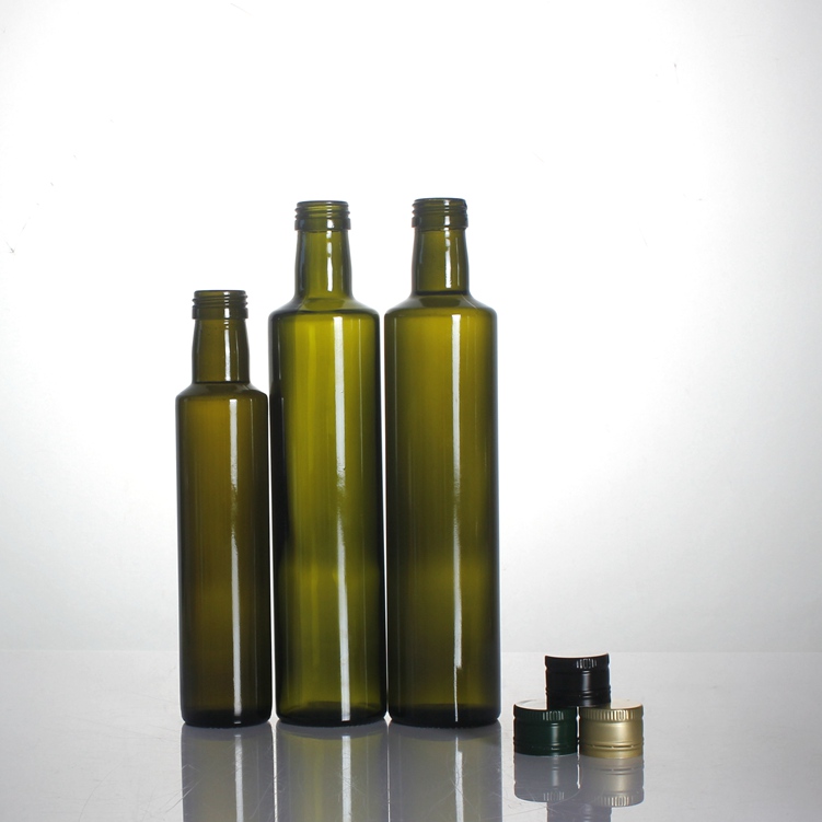 Wholesale 250ml 375ml 500ml 750ml 1000ml dark green amber round square marasca olive oil glass bottles