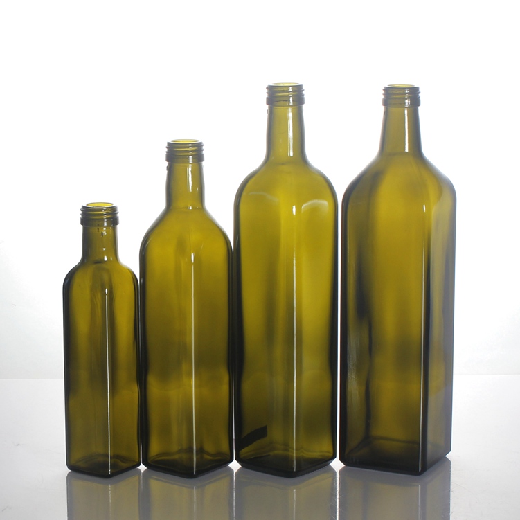 Wholesale 250ml 375ml 500ml 750ml 1000ml dark green amber round square marasca olive oil glass bottles